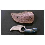 Finger Hole Skinner Knife With Sheath