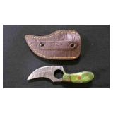 Finger Hole Skinner Knife With Sheath