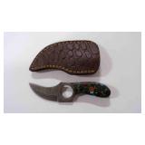 Finger Hole Skinner Knife With Sheath
