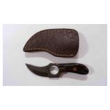 Finger Hole Skinner Knife with Sheath