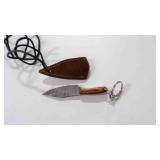 Miniature Drop Point Knife W/Sheath & Keychain