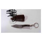 Miniature Clip Blade Knife With Sheath & Keychain