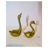 2 solid Brass Geese 6" tall
