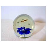 Glass Paper weight w/Bees & Flower-sticker says