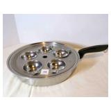 10" Heavy Skillet-no name-w/egg poacher, no lid