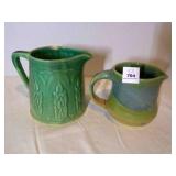 Green Vintage Pitcher w/chip, Blue Moon Pottery