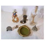 Porcelain Pecos Pooch, boots, windmill jar, frame
