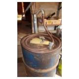 55 GAL DRUM, OIL PUMP, TANK EMPTY