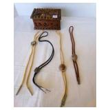 4 Bolo Ties- Polished Rock, Brown glitter Stone