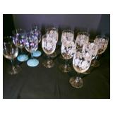 12 Stemmed Wine glasses-6 Heavily Etched Rose w/