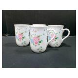 Vintage Otagiri porcelain mugs w/floral pattern