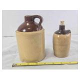 2 Crockery jugs; 6' tall, chipped, stamped USA