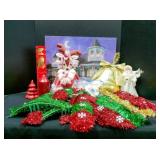 Lot of Christmas decorations, painting lights up