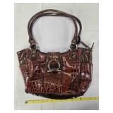 Brown faux alligator handbag