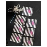 Table runner, Flamingo pattern, pink tassels, 22'