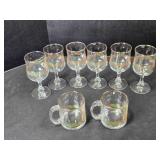 6 piece Christmas goblet set; 2 Christmas mugs