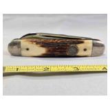 Queen Cutlery stag bone large folding knife