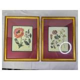 2 wall hangings, flowers by Syd Edwards