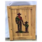 Laser cut image on rustic wood background