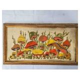 Crewel embroidery wall art, mushrooms