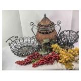 3 piece Iron Basket, Bowl, Pitcher