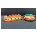 Terra Cotta Taco Shell holder & Salsa bowl