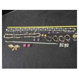 4 necklaces; 5 earrings; necklace parts