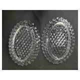 2 Fostoria clear serving dishes, 12', cubed glass