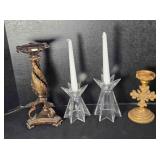 4 Candlestick Holders; 1 cruciform shape (7')
