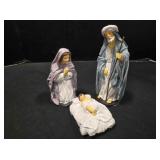 Holy Family set, hand painted polyresin,