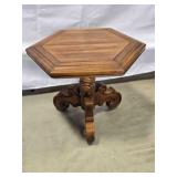 wood End Table, 6 sided, 3 pedestal leg