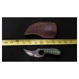 Finger Hole Skinner Knife With Sheath