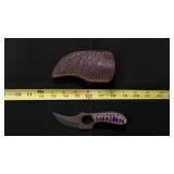 Finger Hole Skinner Knife With Sheath