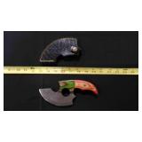 Finger Hole Ulu-Knife With Leather Sheath