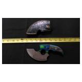 Finger Hole Ulu-Knife With Leather Sheath