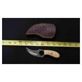 Finger Hole Skinner Knife With Sheath