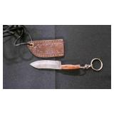Miniature Spear Point Knife With Sheath & Keychain