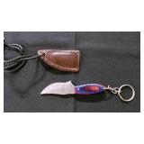 Miniature Clip Blade Knife With Keychain & Sheath