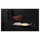 Miniature Hunting Knife With Sheath & Keychain