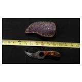 Finger Hole Skinner Knife With Sheath