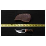 Finger Hole Skinner Knife With Sheath