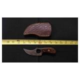 Finger Hole Skinner Knife With Sheath