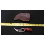 Finger Hole Skinner Knife With Sheath