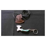 Miniature Axe Knife With Sheath & Keychain
