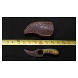 Finger Hole Skinner Knife With Sheath