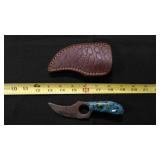 Finger Hole Skinner Knife With Sheath