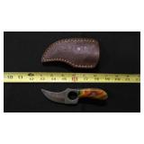 Finger Hole Skinner Knife With Sheath