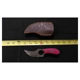 Finger Hole Skinner Knife With Sheath