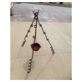 3 WWI Corkscrew Pickets Made into Campfire Tripod
