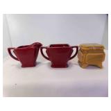 Set of MCM Red Glaze Sugar & Creamer Set - Caramel